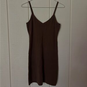 Brandy Melville Sleeveless Knit Mini Dress in Brown O/S
